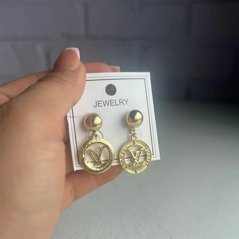 Gold Designer Drop Earrings new